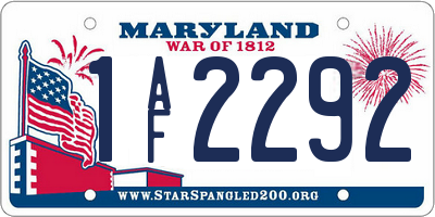 MD license plate 1AF2292