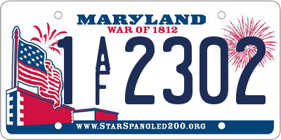 MD license plate 1AF2302