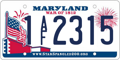 MD license plate 1AF2315