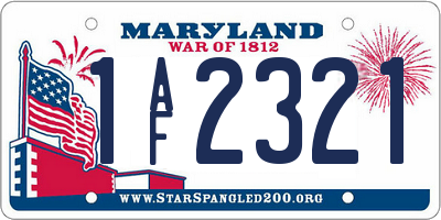 MD license plate 1AF2321