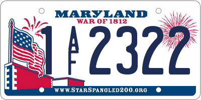 MD license plate 1AF2322
