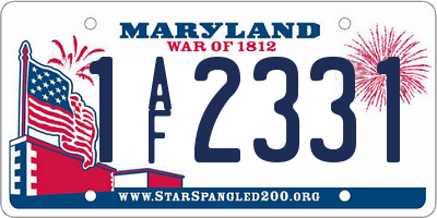 MD license plate 1AF2331
