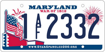 MD license plate 1AF2332