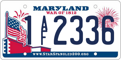 MD license plate 1AF2336