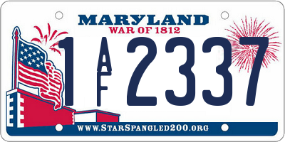 MD license plate 1AF2337
