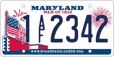 MD license plate 1AF2342