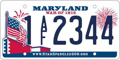 MD license plate 1AF2344
