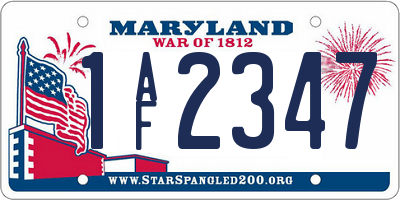 MD license plate 1AF2347