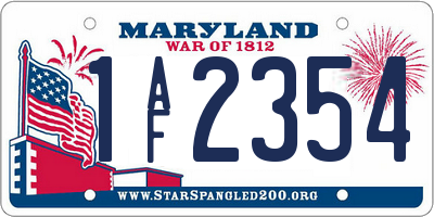 MD license plate 1AF2354