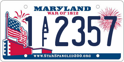 MD license plate 1AF2357