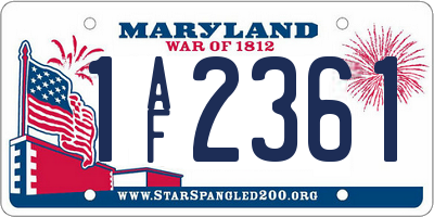 MD license plate 1AF2361