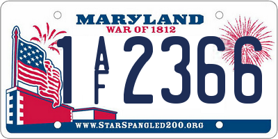 MD license plate 1AF2366