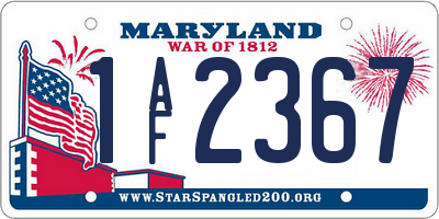 MD license plate 1AF2367