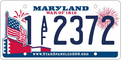 MD license plate 1AF2372