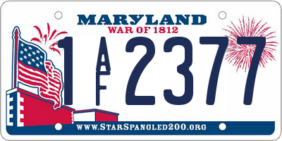 MD license plate 1AF2377