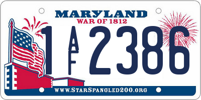 MD license plate 1AF2386