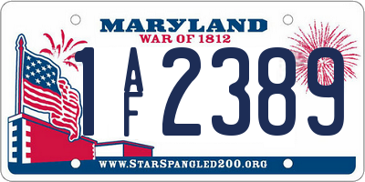 MD license plate 1AF2389
