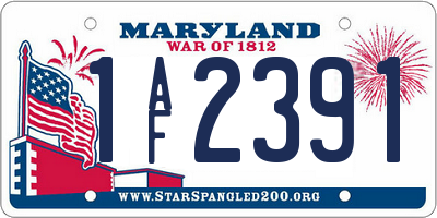 MD license plate 1AF2391