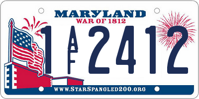 MD license plate 1AF2412