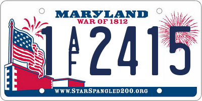 MD license plate 1AF2415
