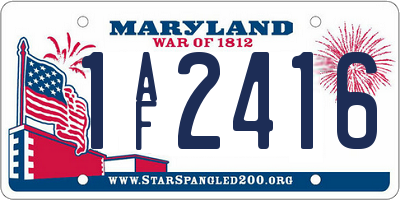 MD license plate 1AF2416