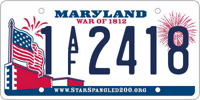 MD license plate 1AF2418