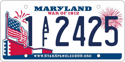 MD license plate 1AF2425