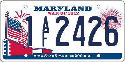 MD license plate 1AF2426