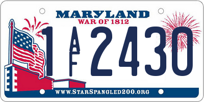 MD license plate 1AF2430