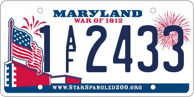 MD license plate 1AF2433