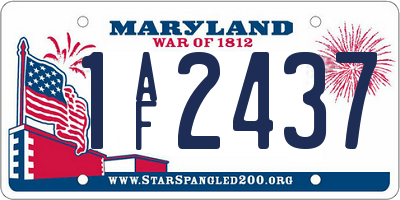 MD license plate 1AF2437