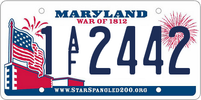 MD license plate 1AF2442
