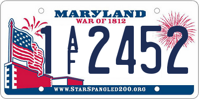 MD license plate 1AF2452