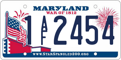 MD license plate 1AF2454