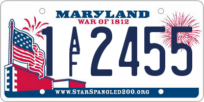 MD license plate 1AF2455
