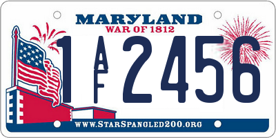 MD license plate 1AF2456