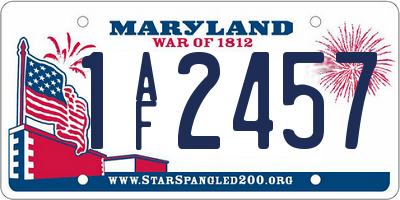 MD license plate 1AF2457
