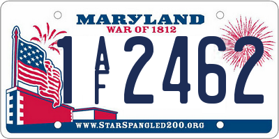 MD license plate 1AF2462