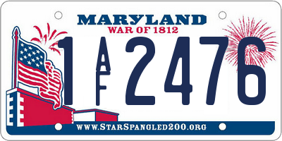 MD license plate 1AF2476