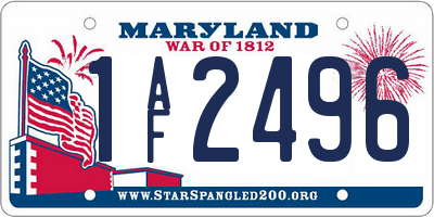 MD license plate 1AF2496