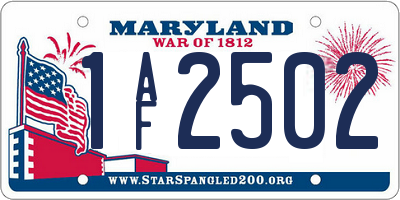 MD license plate 1AF2502