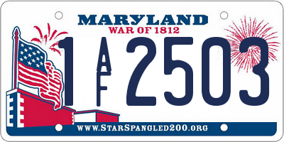 MD license plate 1AF2503