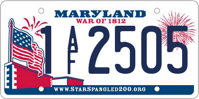 MD license plate 1AF2505