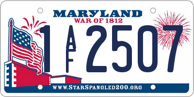 MD license plate 1AF2507