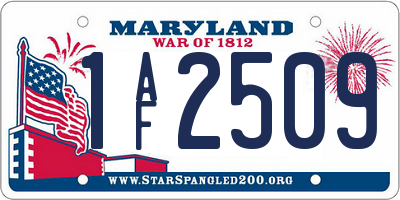 MD license plate 1AF2509