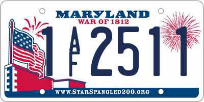 MD license plate 1AF2511