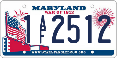 MD license plate 1AF2512