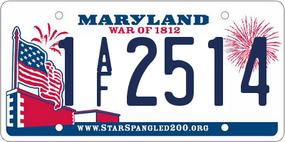 MD license plate 1AF2514
