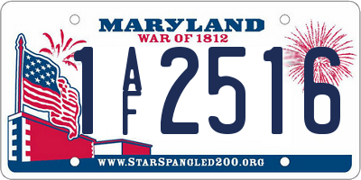MD license plate 1AF2516