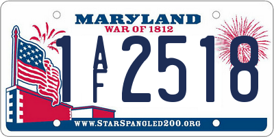 MD license plate 1AF2518